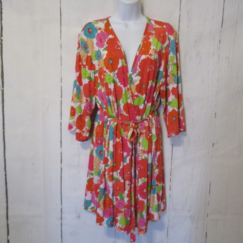 Josie‎ Natori Bath Robe L Kimono Floral Print